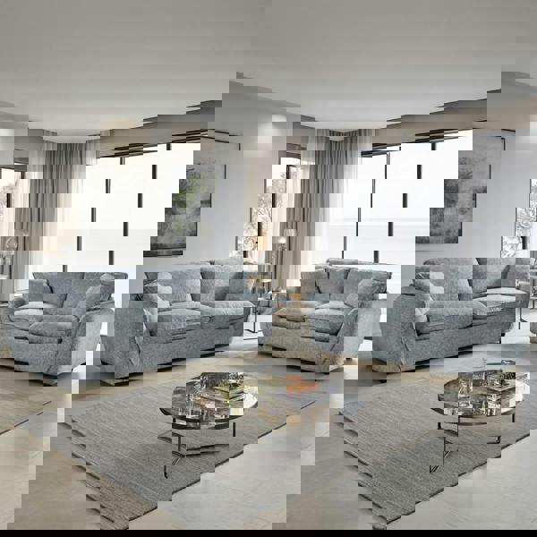 Furnishings For Less Berti Beige or Grey Fabric Sofa Suite