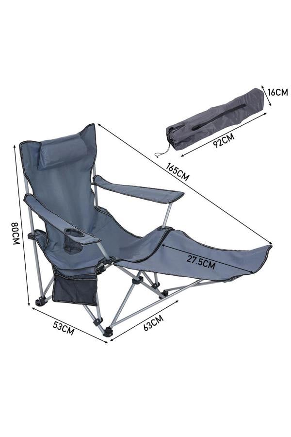 Living and Home Foldable Reclining Camping Chair with Footrest