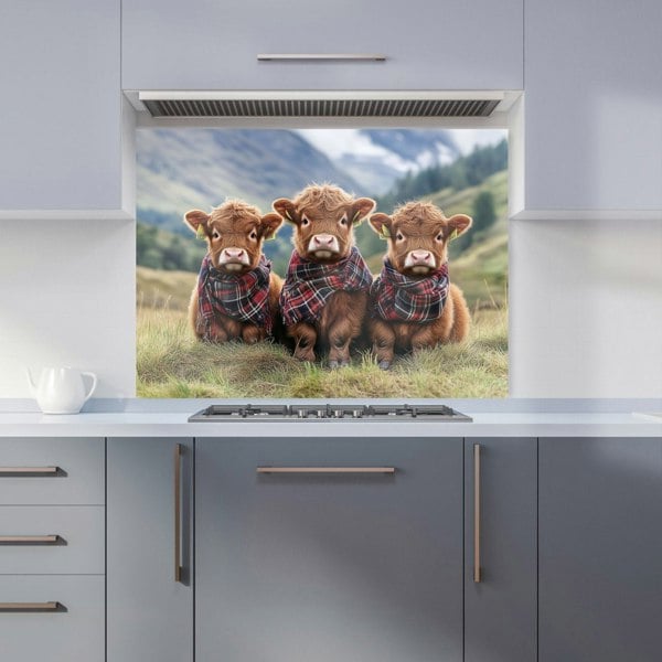 Warren Reed - Designer Trio Of Baby Highland Cows Kitchen Splashback