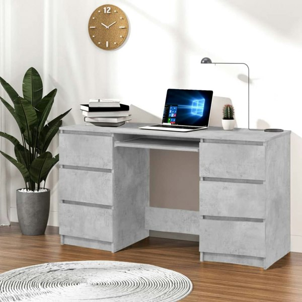 Berkfield Writing Desk Concrete Grey 140x50x77 cm Engineered Wood