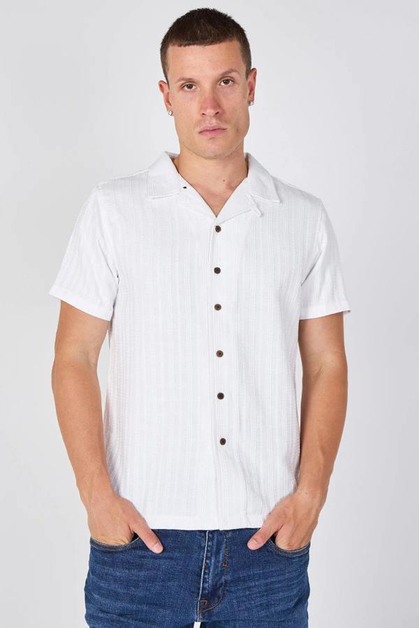 Textured Short Sleeve Resort Collar Shirt