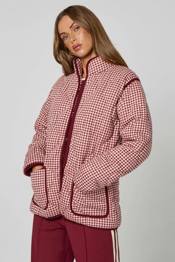 Urban Bliss Gingham Quilted Coat