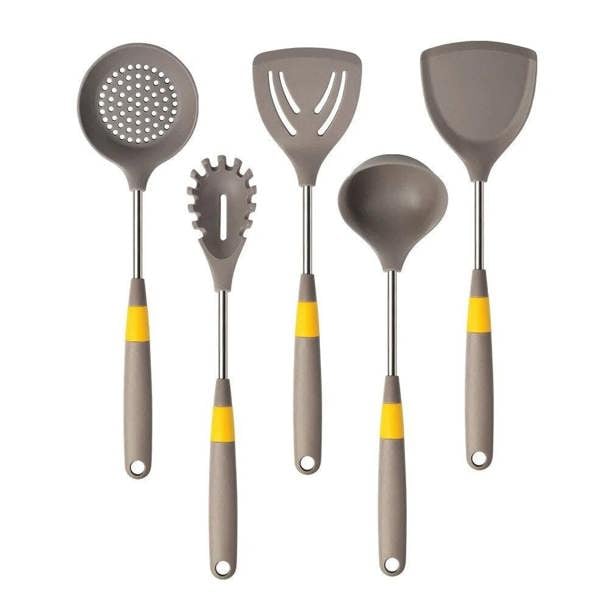 Anygleam Cooking Utensil 5 Set Khaki Heat Resistant Tools Spatula Kit Kitchen Accessories Kitchenware for Nonstick Cookware