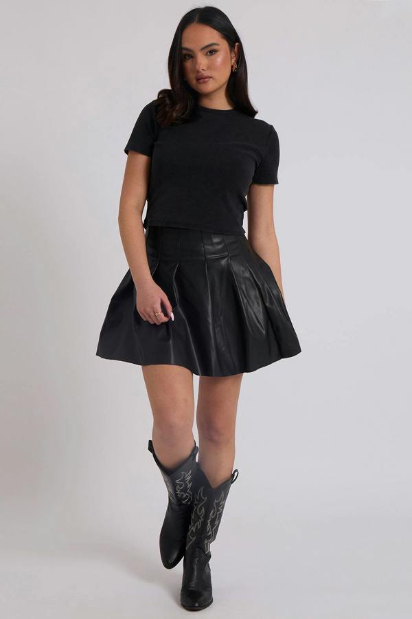 Urban Bliss PU Pleated Mini Skirt
