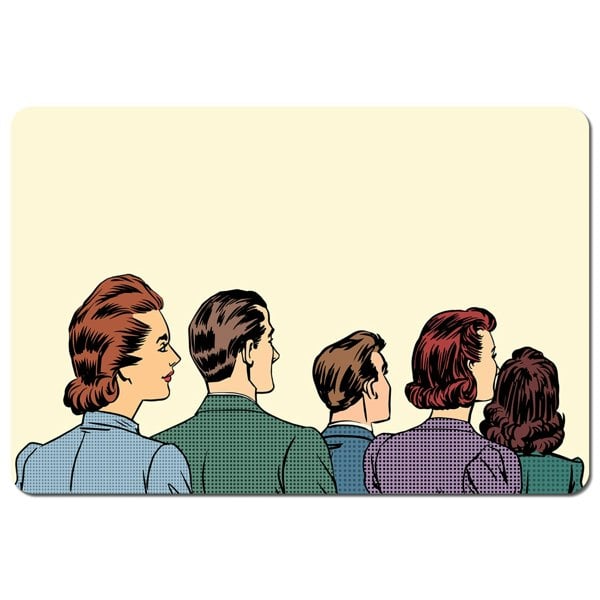 Benjamin Tate Design A crowd of spectators stand back retro style pop art (Placemat)