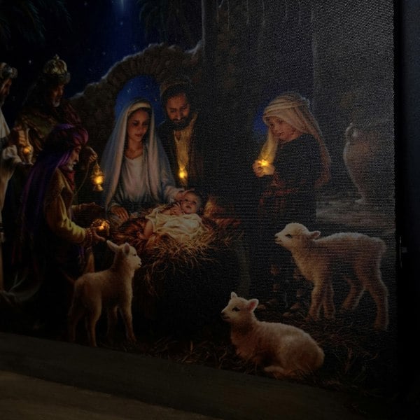 Samuel Alexander 40cm x 30cm Premier Nativity Scene Fibre Optic Christmas Wall Canvas Picture