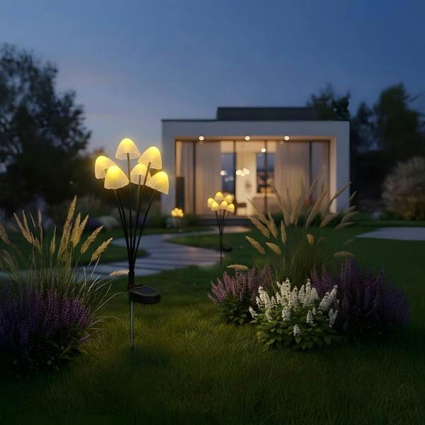Milagro Mushrooms Solar Lamp 3000K Ip44 Green + White