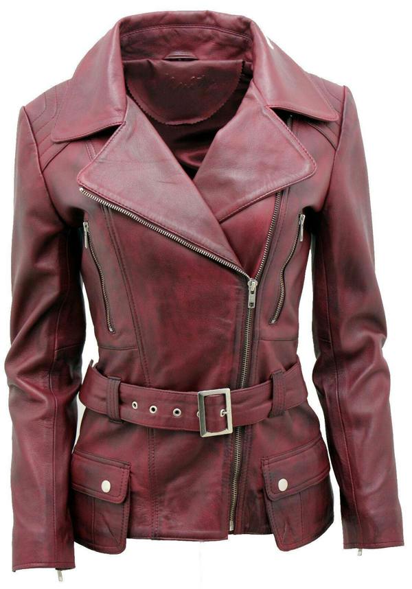 Infinity Leather Womens Long Leather Biker Jacket-Quito