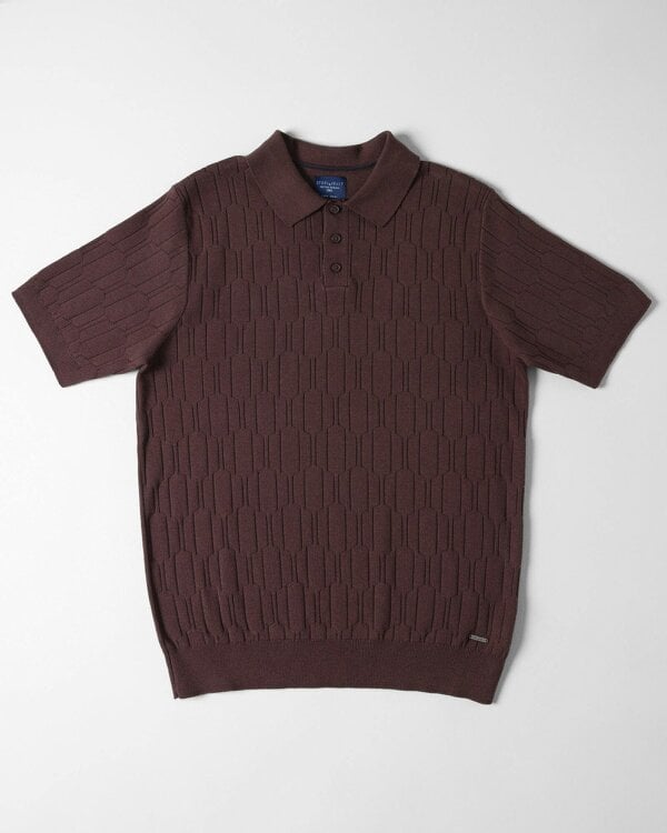Steel & Jelly Tarvin - Geo Texture Knitted Polo Shirt