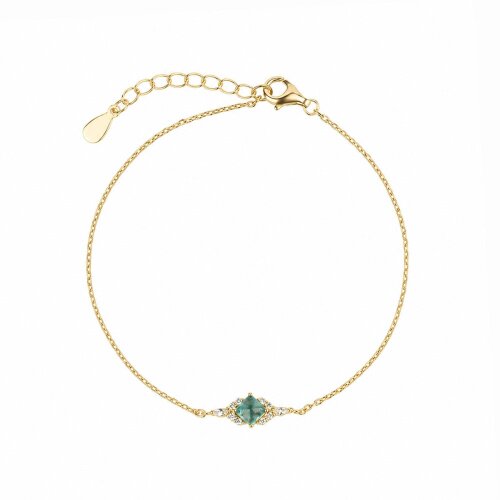 Spero London Sterling Silver Green Princess Halo Bracelet - Gold
