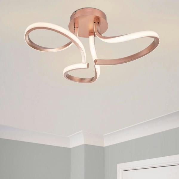 COSYLYTE Moss 3 Light Integrated LED, Curved Ceiling Light - Copper