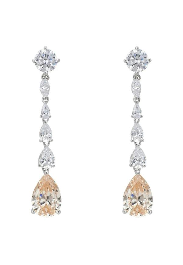 Champagne gemstone diamond drop earrings.