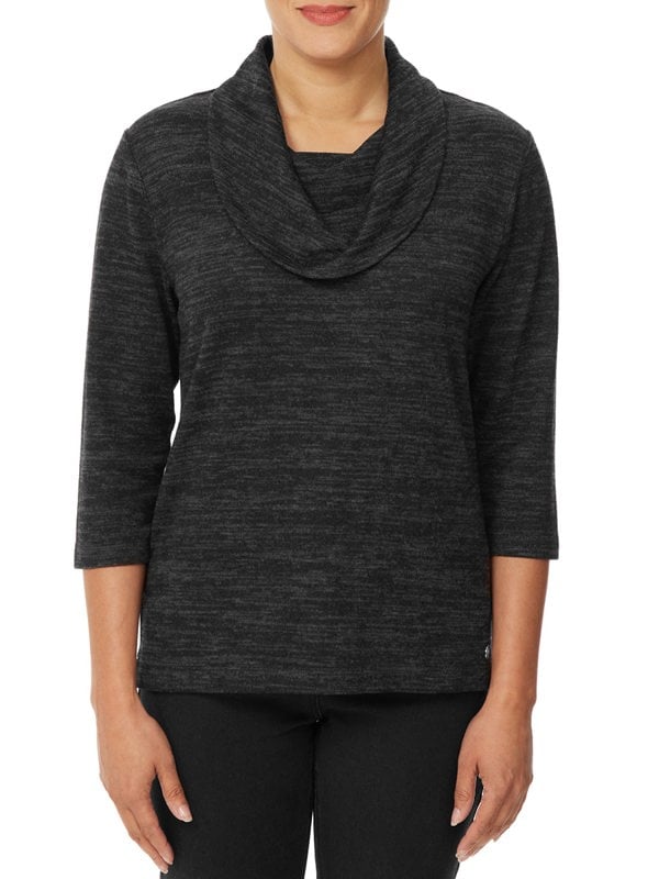 PennyPlain Cowl Neck Top - Charcoal