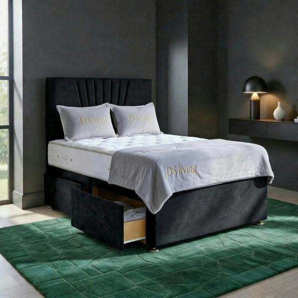 Elysian Black Single Two Drawer Divan Bed