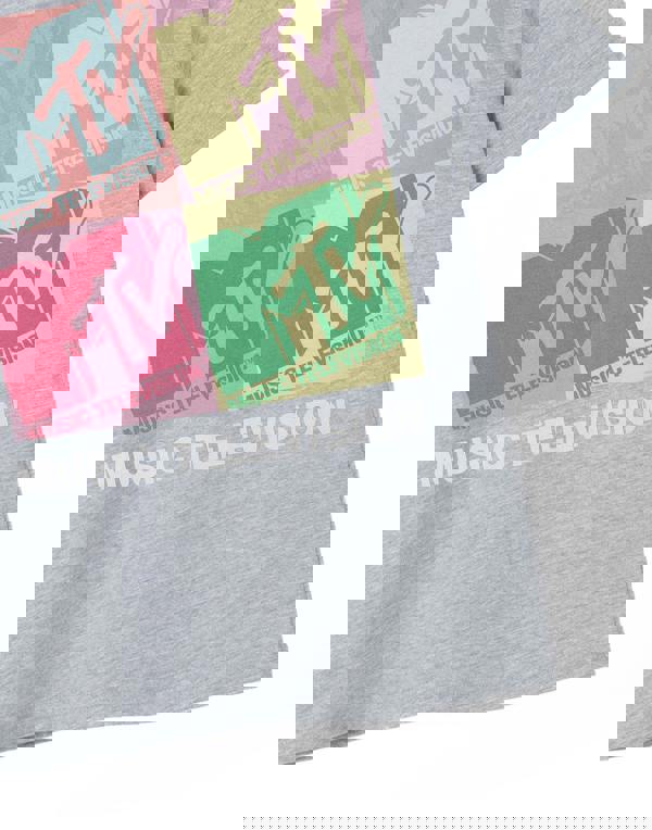 MTV Girls Grey Colour Block Short Sleeved T-Shirt