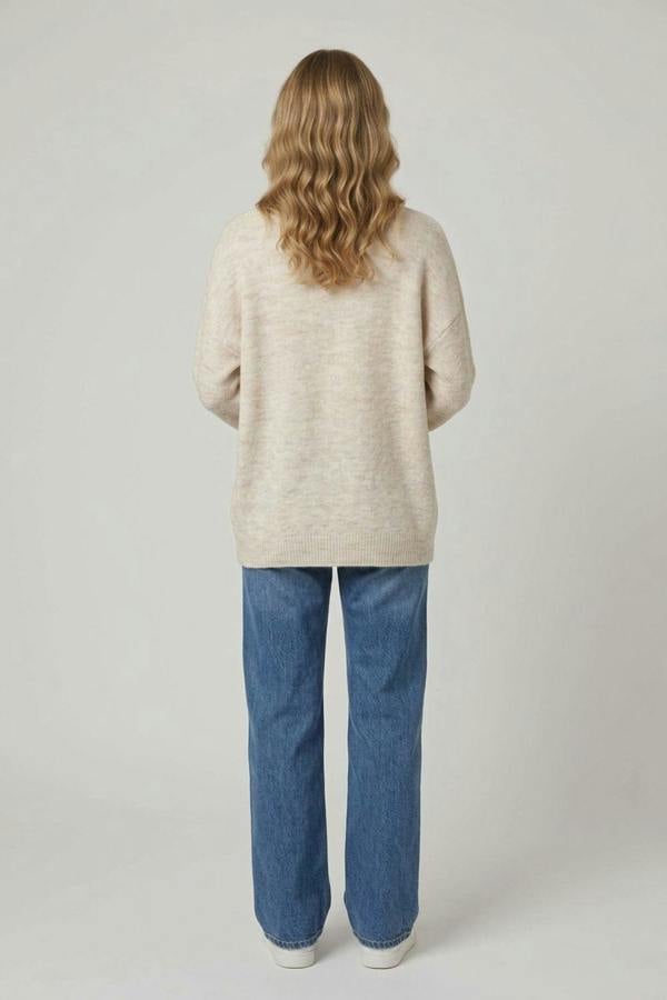 Cream | Floral Embellished Textured Jumper