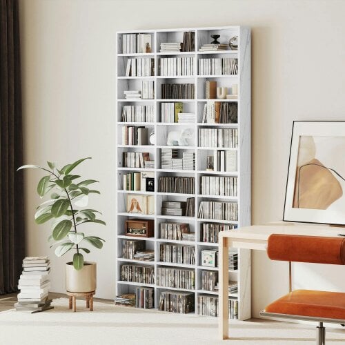 Wyld Haus Somole Tano Wooden Marble Effect Adjustable CD Storage Cabinet 102 x 195 cm