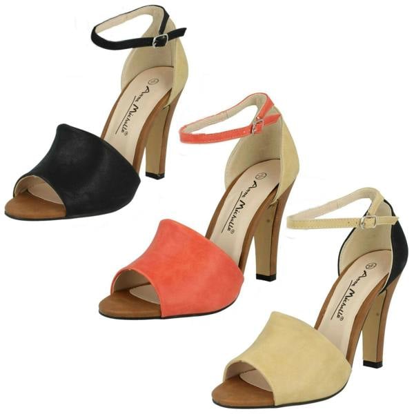 Anne Michelle Ladies Anne Michelle Ankle Strap Peep Toe Heeled Sandals