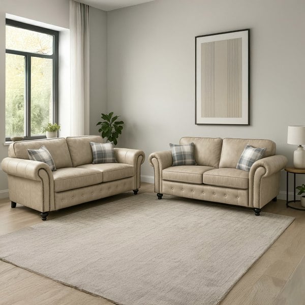 Furnishings For Less Oakland Marble Leather Sofa Suite