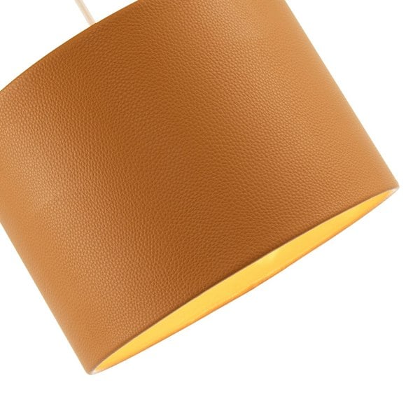 Classic Dark Mustard Faux Leather Lamp Shade with Inner Cotton Lining Image 3