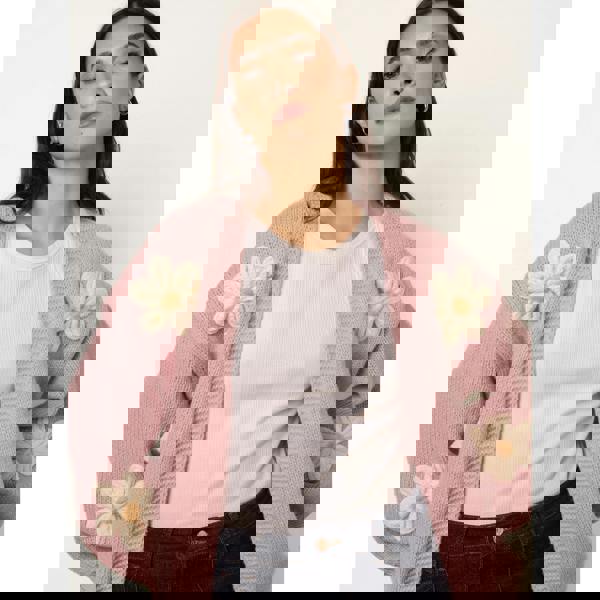 Blue Vanilla Daisy Large Flower Cardigan - Pink