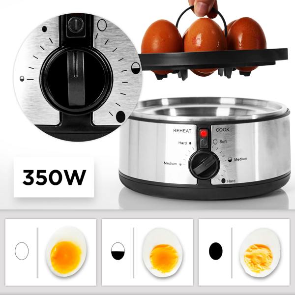 Duronic Electric Egg Boiler EB35 BK Steamer for Eggs 350W Automatic Egg Boiler Electronic Omelette Maker Poacher for 7 Soft, Medium & Hard Boiled Eggs