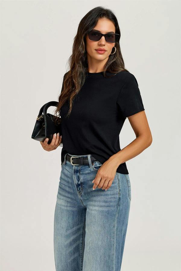 FS Collection Short Sleeve Crew Neck T-shirt Black