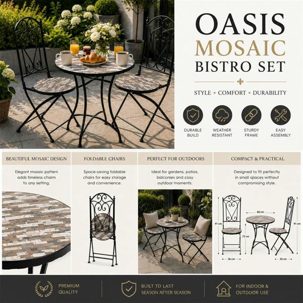 60cm Oasis Mosaic Bistro Set image 12