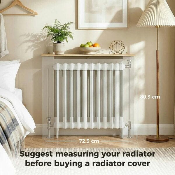 Bobobiy Heater Cover, Radiator Cover Slatted Painted MDF Lined Grill Grey, 78W x 19D x 81H cm
