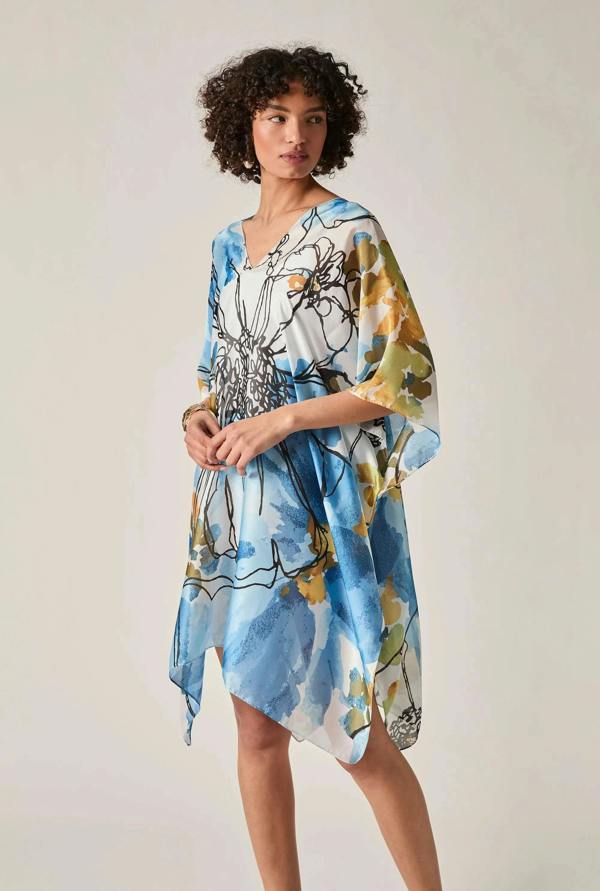 James Lakeland Blue Floral Sketch Kaftan