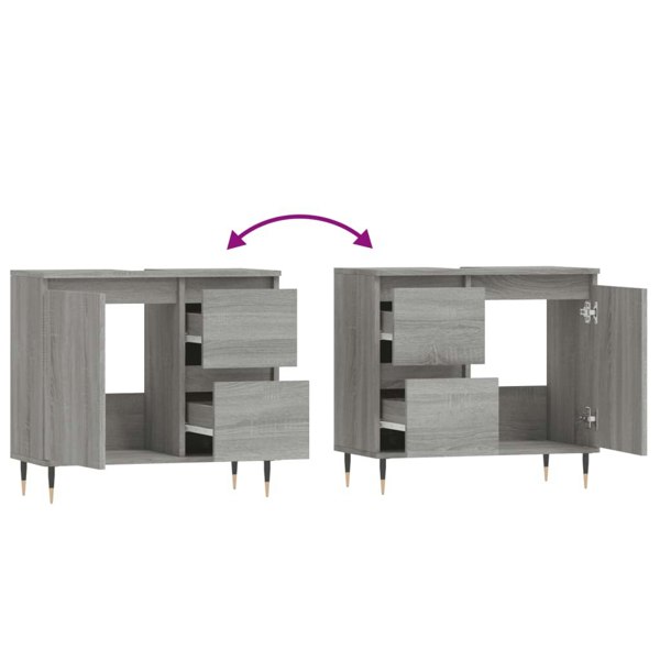 Berkfield Bathroom Cabinet Grey Sonoma 65x33x60 cm Engineered Wood