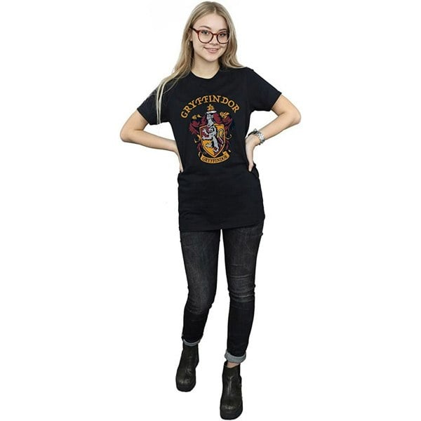 Harry Potter Womens Gryffindor Cotton Boyfriend T-Shirt - Black