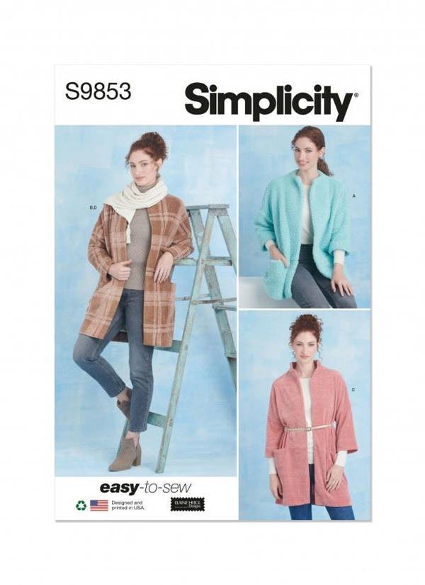 Simplicity Sewing Pattern 9853, Coats, Scarves for Women, A (XS-S-M-L-XL) - Easy