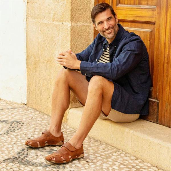 Panama Jack Fletcher Basics C5 Men's Bark Brown Leather Sandals