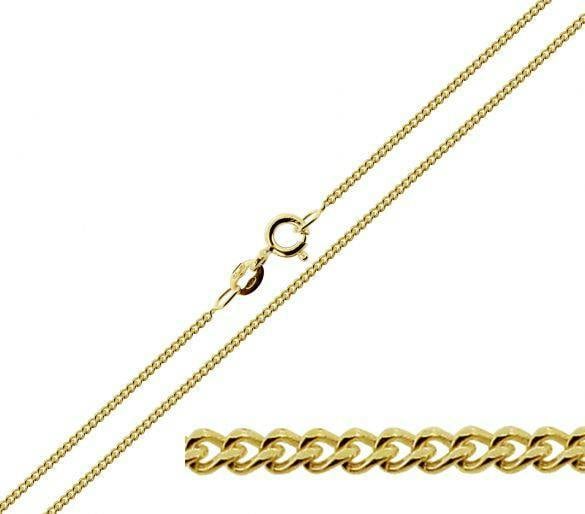 9ct Yellow Gold 1.3mm Diamond Cut Curb Chain - Love Silver Jewellery