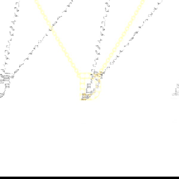Say It With Dainty CZ Block Initial Necklace - Yellow Gold Plated