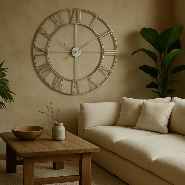 Wyld Haus Large Industrial Silver Open Frame Wall Clock