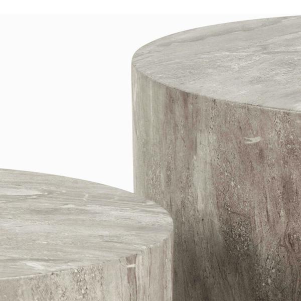 Wyld Haus Set of 2 Munkebo Grey Marble Round Coffee Tables