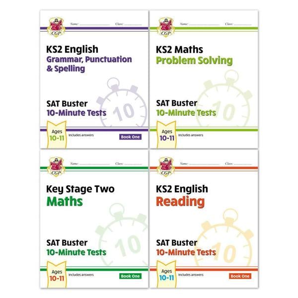 CGP KS2 Year 6 SAT Buster 10-Minute Tests Bundle – Ages 10-11 (English Grammar Punctuation & Spelling, English Reading, Maths, Maths Problem Solving)