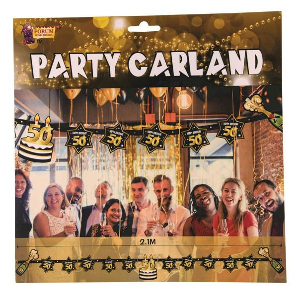 Bristol Novelty 50th Birthday Party Garland - Black/Gold - 