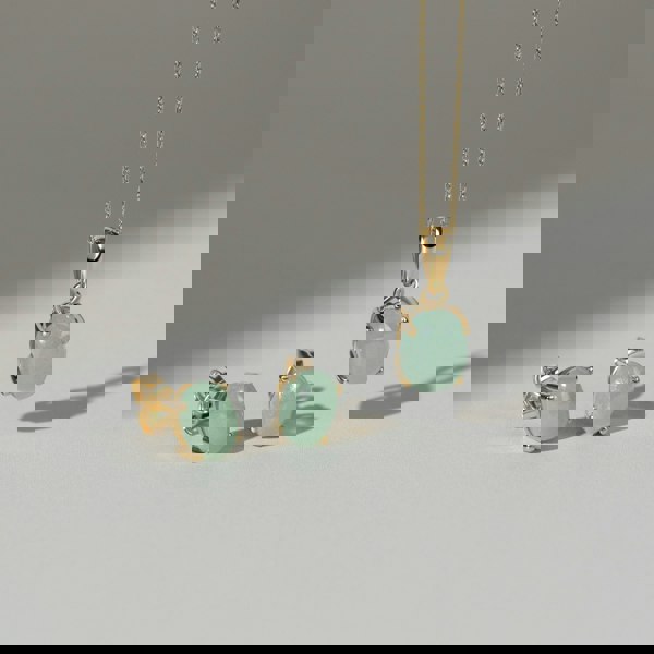 Gemondo Classic Oval Jade Stud Earrings in 9ct Yellow Gold