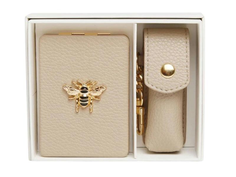 Alice Wheeler Bee 2-Piece Gift Set – Compact Mirror & Lipstick Holder