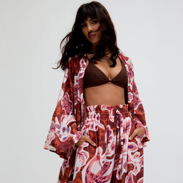 Raffya Amelia Edge To Edge Embellished Kimono In Multi