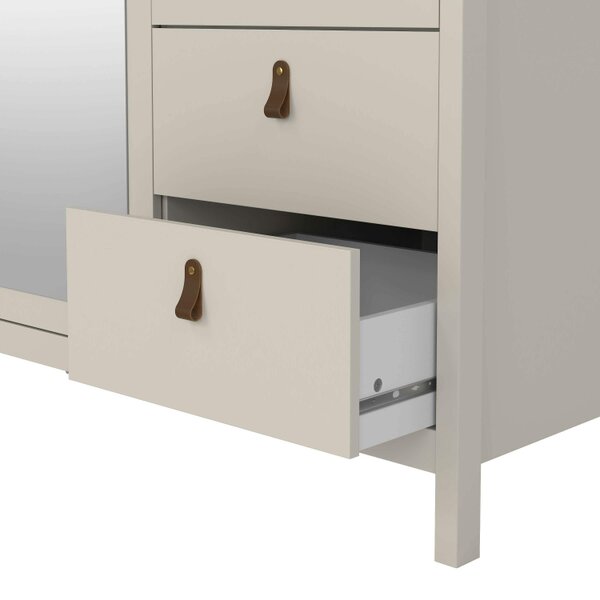 Wyld Haus Wildberry Cashmere Wooden Mirror Wardrobe with 3 Doors 2 Drawers Leather Handles