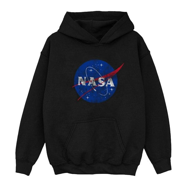 NASA Boys Classic Insignia Logo Distressed Hoodie - Black