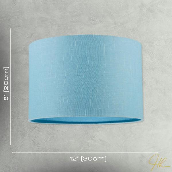 Designer Ocean Current Blue Textured Linen Fabric Circular Lamp Shade Image 7