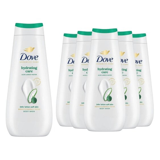 Dove Advanced Care Hydrating Care Body Wash 24H Renewing Micromoisture, 6x400ml