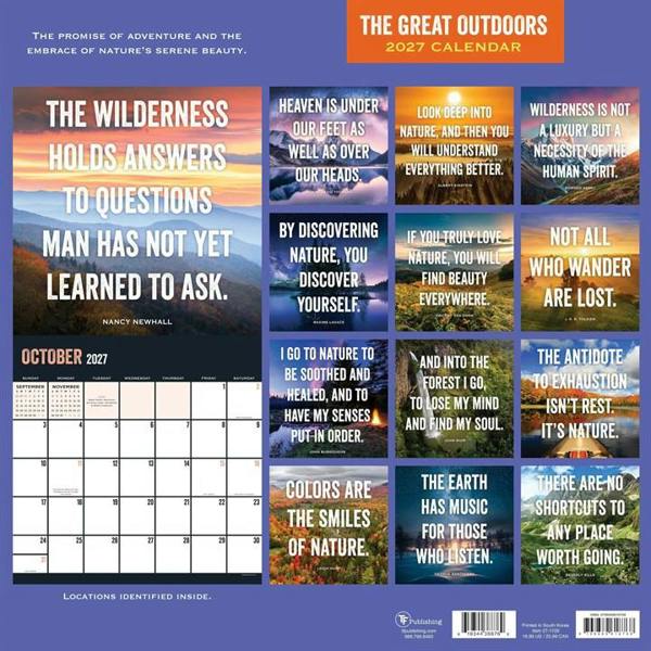 Great Outdoors Calendar 2027, Wall Calendars, Month To View, Natural World, Gift