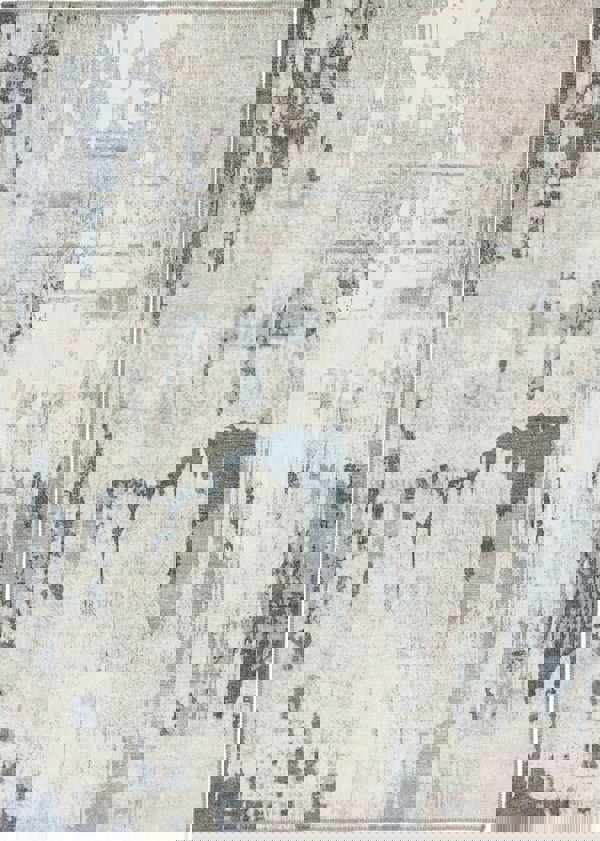Eco-Washable Grey Rug Abstract Design