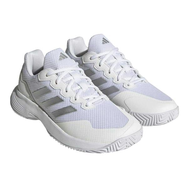 Adidas Womens/Ladies GameCourt 2.0 3 Stripes Tennis Shoes - White - 